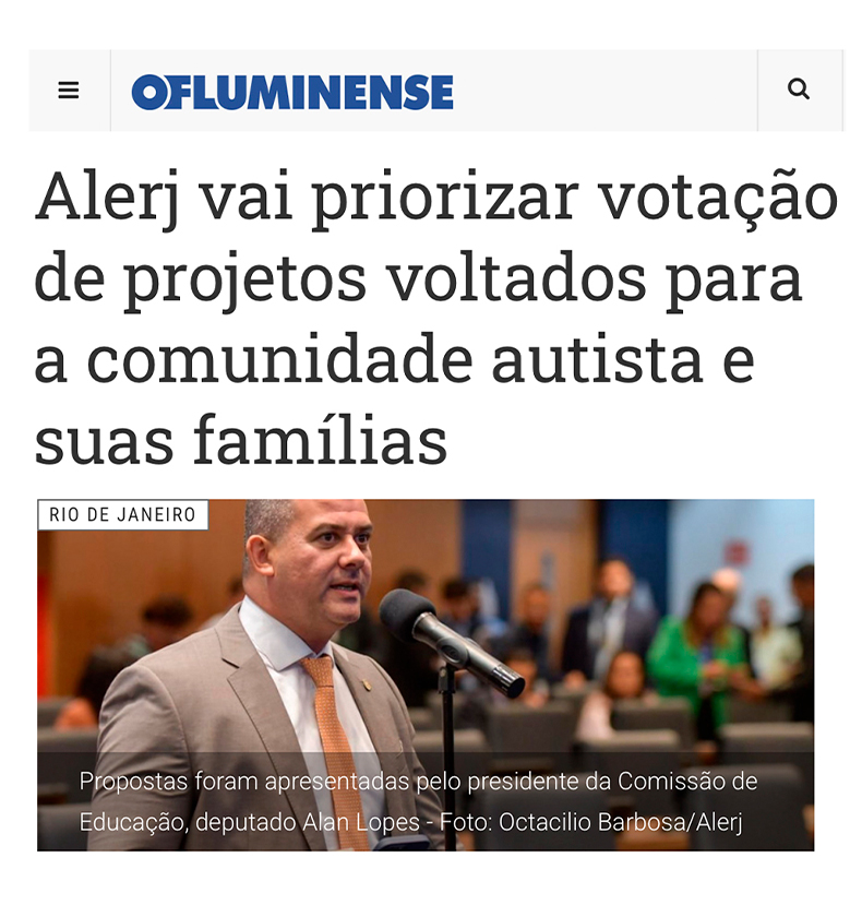 Notícia sobre projetos voltados à comunidade autista