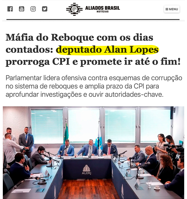 Notícia sobre a Máfia do Reboque
