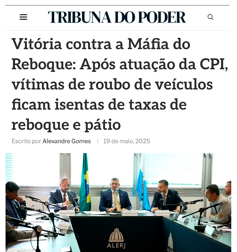 Notícia sobre a Máfia do Reboque