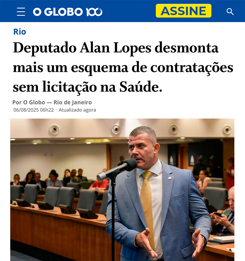 Notícia sobre fiscalização da saúde